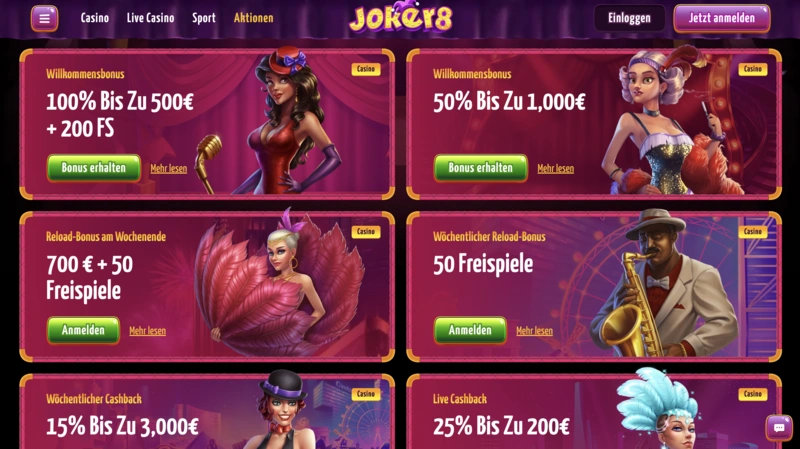 Joker8 Bonuses